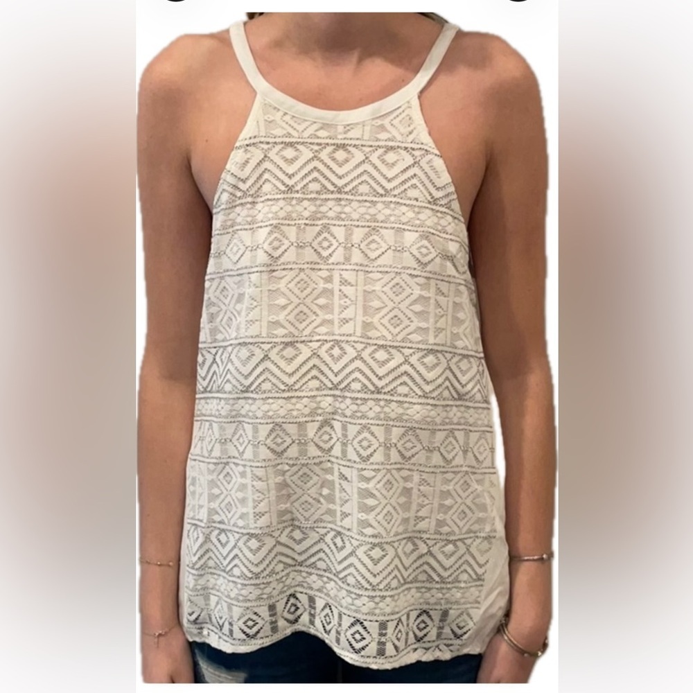 Ethereal off white tribal lace tank